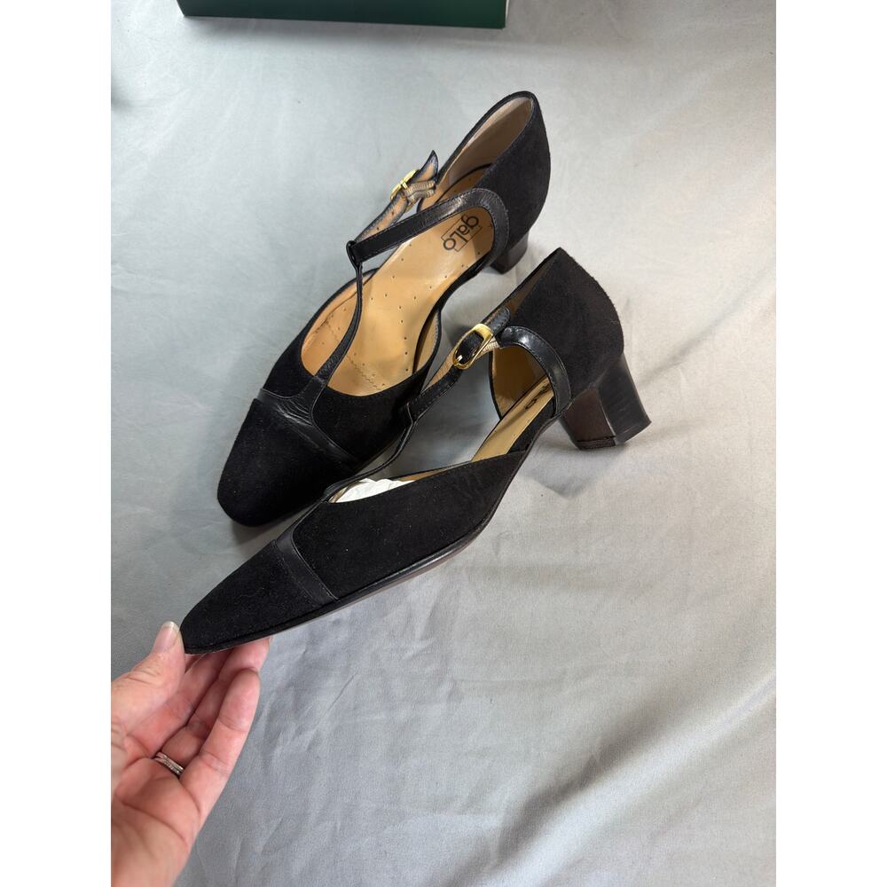 Galo Black Suede T-Strap heels women's size 38 - Picture 2 of 6